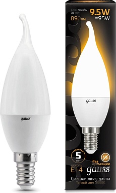 Лампа Gauss LED Свеча на ветру E14 9.5W 890lm 3000K