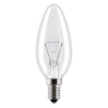 Лампа накаливания ДС 40W E14 (СВЕЧА прозрачная)  цветная гофра Калашниково